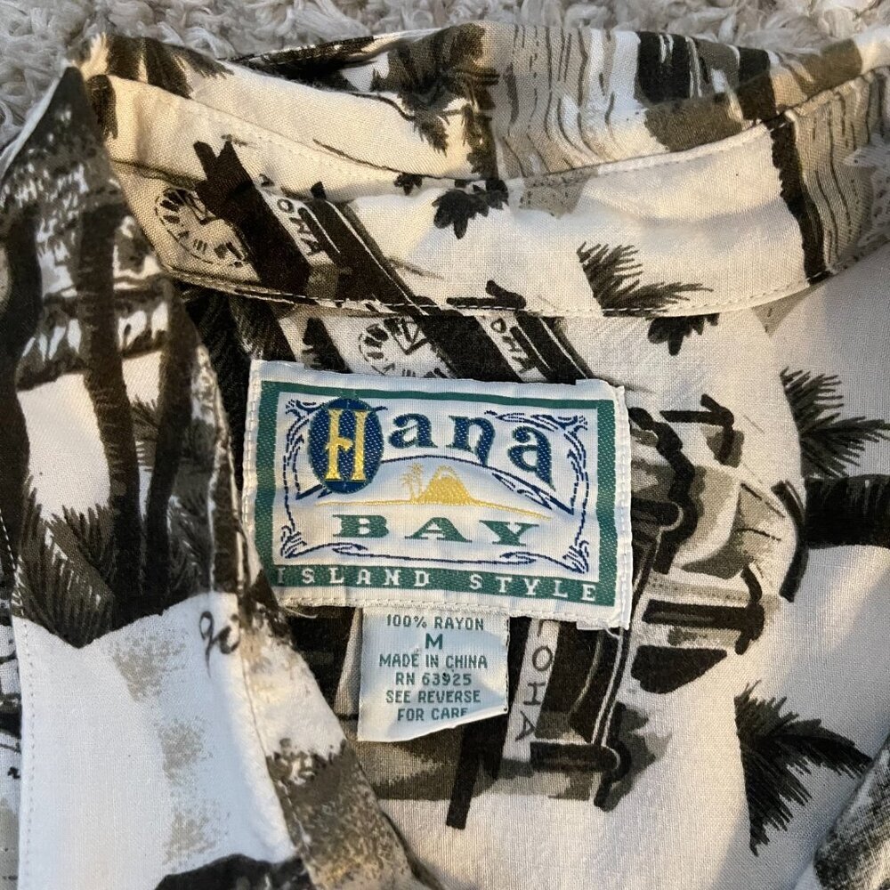 Hana Bay Island Style Rayon Aloha Shirt Scenic Print (M) - Picture 2 of 8